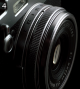 FUJIFILM X100T : 4. El anillo de abertura permite un control más exacto con 1/3 de paso y un anillo de 

enfoque que utiliza un nuevo patrón piramidal con fresado de precisión.